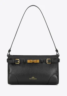 Torebka na ramię ze skóry naturalnej o fakturze groszkowej czarna - Torebki damskie Torebka na ramię ze skóry naturalnej o fakturze groszkowej czarna - Torebki damskie - miniaturka - grafika 1