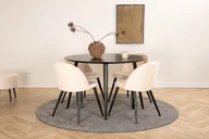 Stoły z krzesłami - DippØ115BLBL zestaw do jadalni stół do jadalni czarny oraz 4 Velvet Stitches krzesło stołowe welur beżowy. - miniaturka - grafika 1