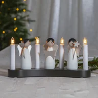 Pozostałe akcesoria świąteczne - Świecznik adwentowy drewniany biały ANGEL CHOIR - miniaturka - grafika 1