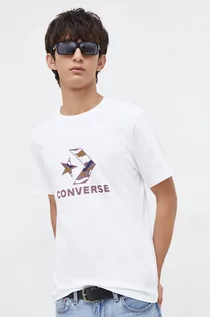 Koszulki męskie - Converse t-shirt bawełniany męski kolor biały z nadrukiem - grafika 1