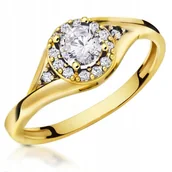 Obrączki ślubne - Złoty Pierścionek Zaręczynowy 585 14k Cyrkonia R28 - miniaturka - grafika 1