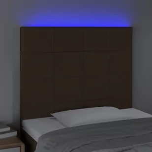 Lumarko Zagłówek do łóżka z LED ciemnobrązowy, 90x5x118/128 cm tkanina - Inne meble do sypialni - miniaturka - grafika 4