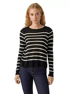 Swetry damskie - VERO MODA Women's VMNOVA LS O-Neck GA sweter damski, czarny/paski: brzoza, L, Czarne/paski: brzoza, L - miniaturka - grafika 1
