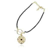 Bransoletki - ankabizuteria.pl Bransoletka srebrna pozłacana z czarnymi spinelami - miniaturka - grafika 1