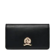Portfele - Duży Portfel Damski Tommy Hilfiger Luxe Leather Med Flap AW0AW16576 Czarny - miniaturka - grafika 1