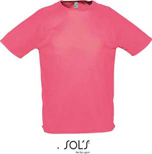 SOLS Męski T-Shirt Raglan Sportowy 11939 Różowy Neon Coral S - Koszulki męskie - miniaturka - grafika 1