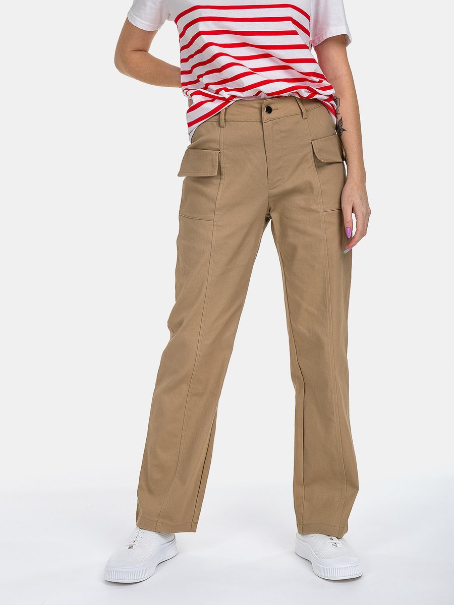 Spodnie bawełniane typu cargo beżowy L