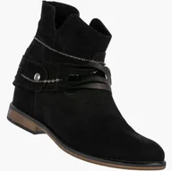 Botki damskie - Botki Damskie Skórzane Niskie Wygodne Buty Na Zimę Czarne Lucia Bosetti 1163 Czarny 36 - miniaturka - grafika 1