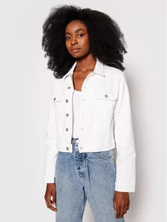 Kurtki damskie - Calvin Klein Jeans Kurtka jeansowa J20J217158 Biały Cropped Fit - grafika 1