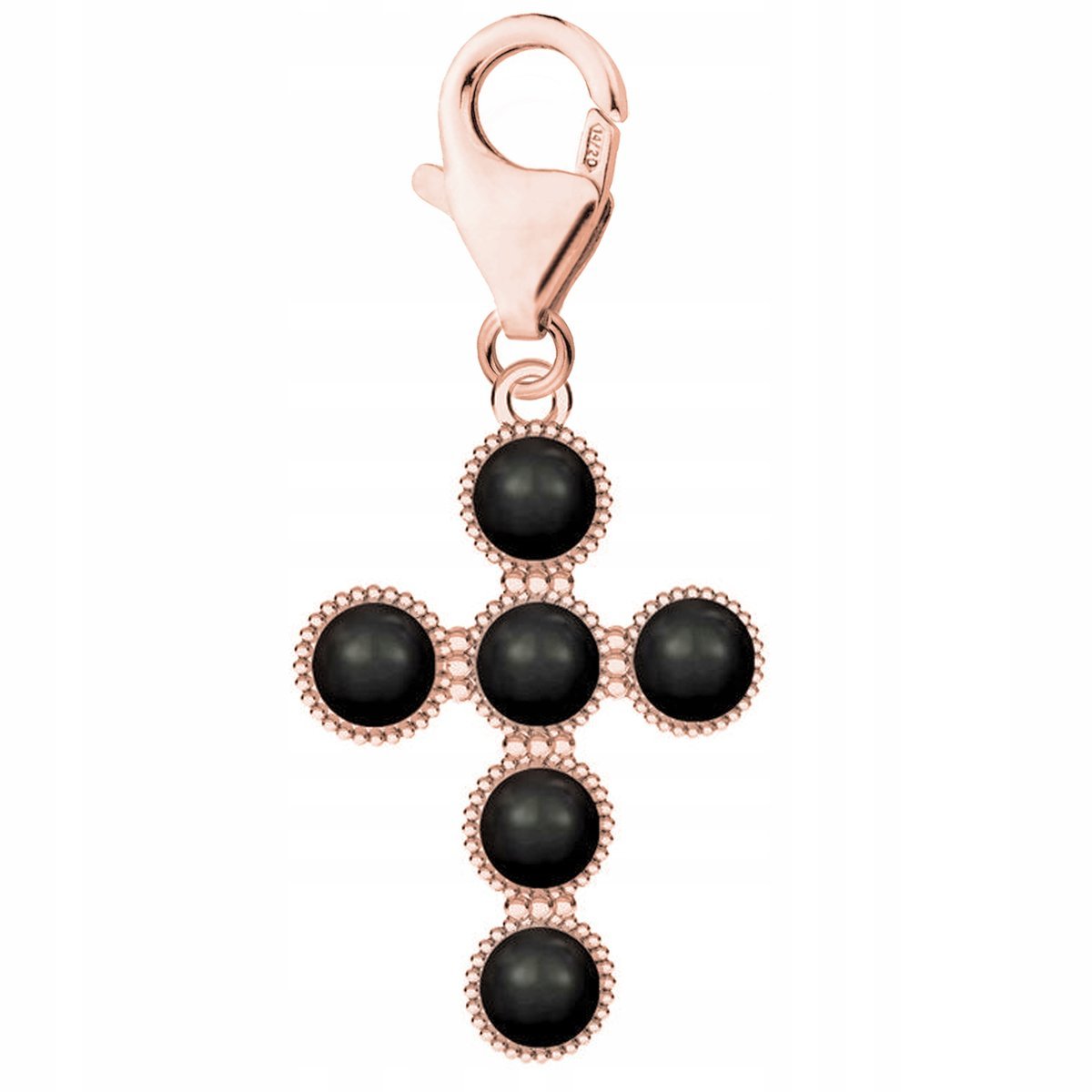 Zawieszka Czarna Perła różowe złoto srebro 925