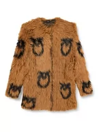 Płaszcze damskie - Pinko Makaco Płaszcz Punkt Futra Damskie, CZ3_CAMELL/CZARNY, XXL - miniaturka - grafika 1