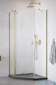 Kabiny prysznicowe - Radaway Nes Brushed Gold Ptj kabina pięciokątna 90x80cm lewa złoto szczotkowane 10052000-99-01L/10052300-99-01 - miniaturka - grafika 1
