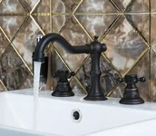 Baterie umywalkowe - Bateria umywalkowa retro ELENE srebrny chrom - czarny - miniaturka - grafika 1