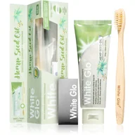 Szczoteczki do zębów - White Glo WHITE GLO_SET Hemp Seed Oil Soothing and Whitening Toothpaste wybielająca pasta z olejem konopnym 150g/115ml + szczoteczka 9319871001711 - miniaturka - grafika 1