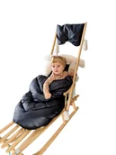 Sanki i ślizgacze - Sanki Drewniane z Oparciem dla dziecka Pchacz + Śpiworek KREM + Mufki - miniaturka - grafika 1