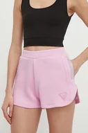 Spodenki damskie - Guess szorty KIARA damskie kolor różowy z aplikacją high waist V4GD16 FL04P - miniaturka - grafika 1