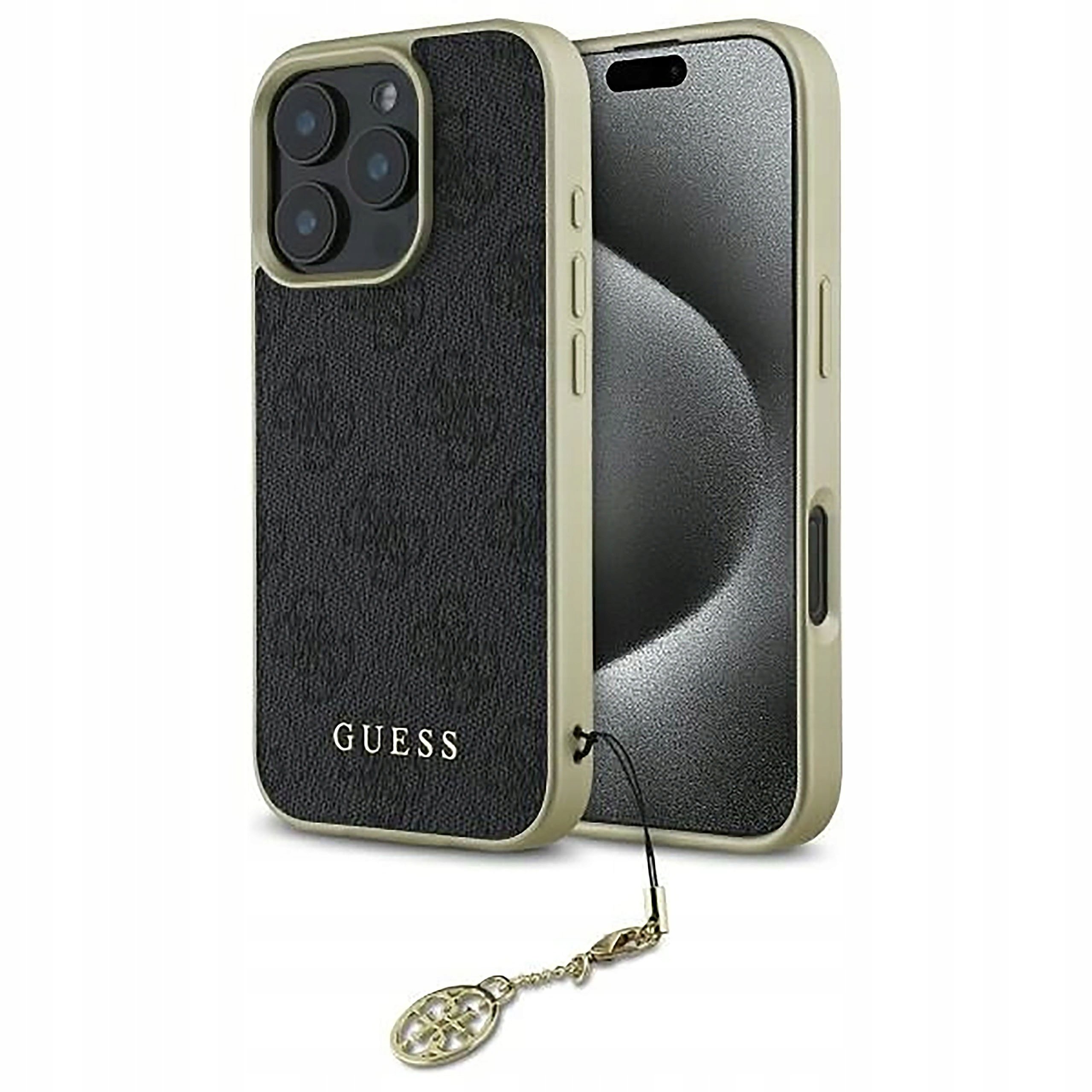 Etui plecki Guess 4G Charms Collection do iPhone 16 Pro czarne