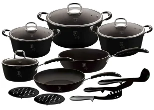 Komplet czarnych garnków i patelni W2-L91 - Zestawy garnków i patelni Komplet czarnych garnków i patelni W2-L91 - Zestawy garnków i patelni - miniaturka - grafika 1