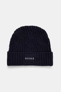 Guess czapka z domieszką wełny CABLE BEANIE kolor granatowy z grubej dzianiny M4BZ10.Z3HD1 - Czapki męskie - miniaturka - grafika 1