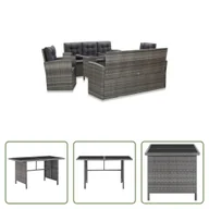 Meble ogrodowe - The Living Store 5-częściowy ogrodowy zestaw jadalniany z poduszkami z szarego polirattanu - miniaturka - grafika 1
