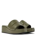 Klapki i japonki damskie - Camper Skórzane klapki w kolorze khaki na koturnie - miniaturka - grafika 1