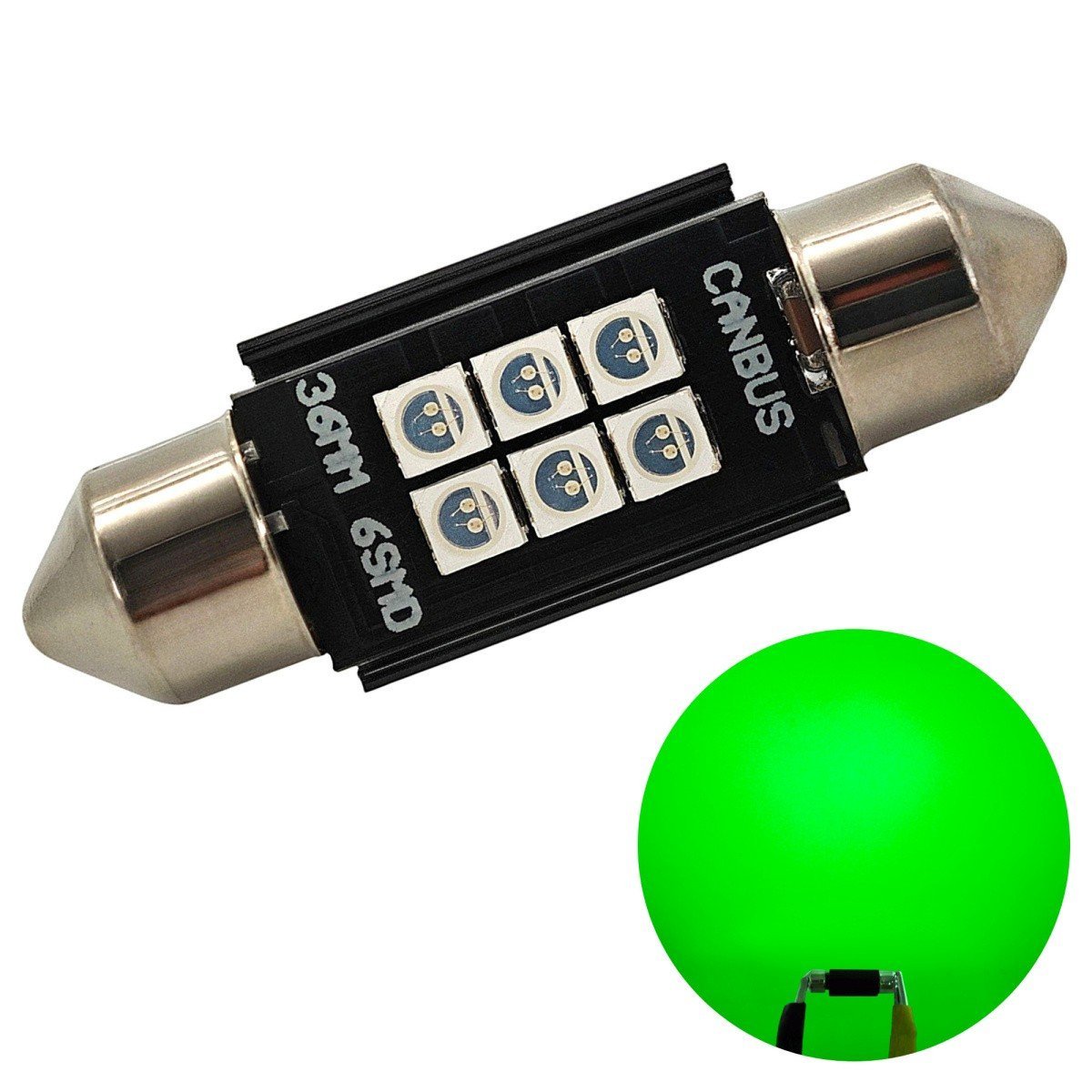 C5W żarówka LED SV8.5 12-24V CANBUS 36mm - kolory Zielony