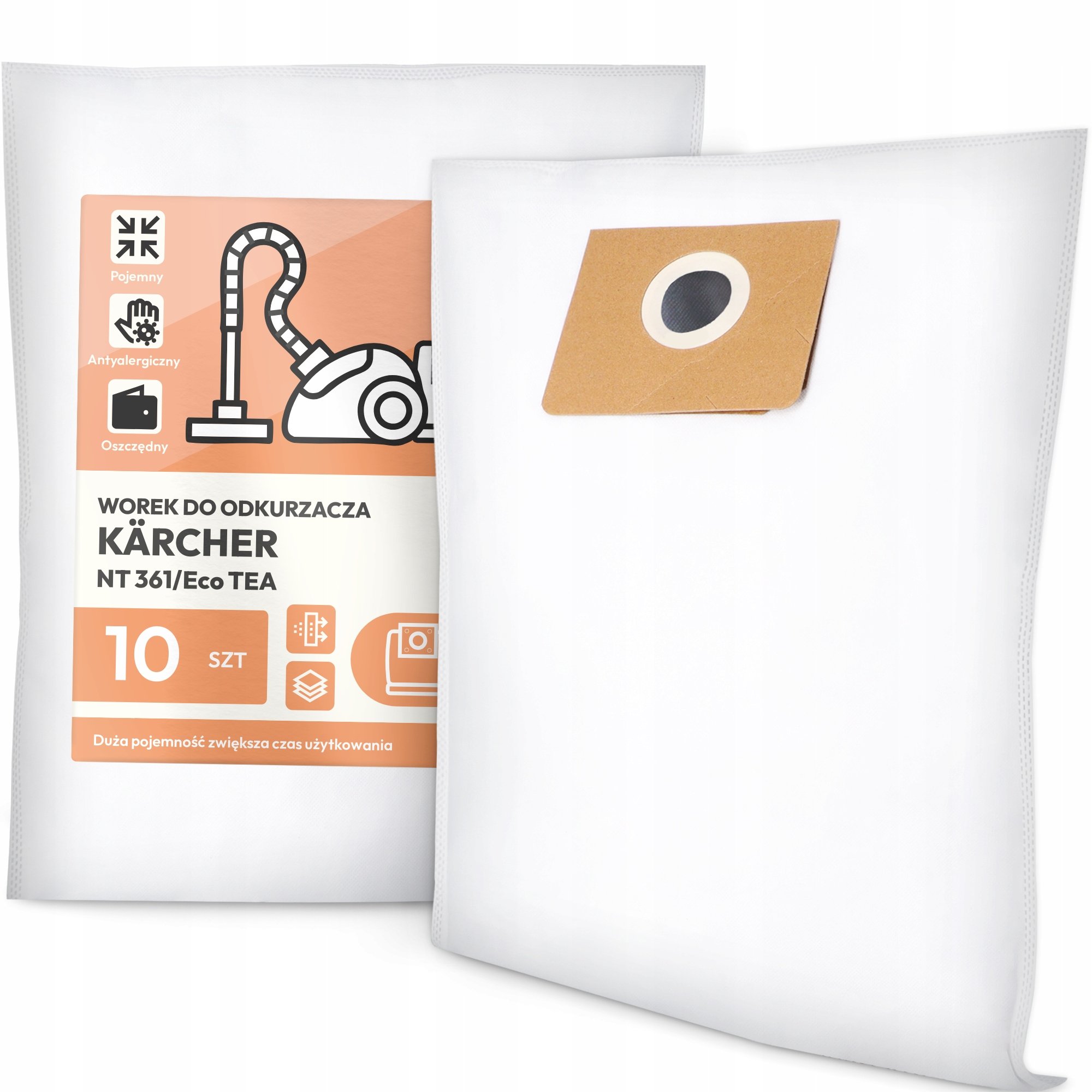10x Worek do Odkurzacza Kärcher Nt 361/Eco Tea Flizelinowy Torba Worki G9