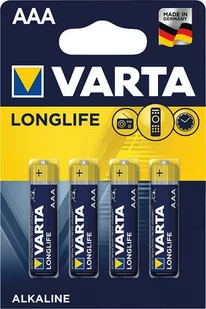 Zestaw baterii alkaliczne VARTA Longlife LR03 (AAA) (x 4) - Baterie i akcesoria - miniaturka - grafika 1