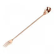 Shakery barmańskie - Łyżka barmańska z widelcem 50 cm złota kod: BPR-50G + Sprawdź na SuperWnetrze.pl - miniaturka - grafika 1