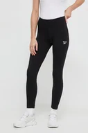 Legginsy - Reebok legginsy damskie kolor czarny gładkie - miniaturka - grafika 1