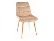 Krzesła - Krzesło tapicerowane do jadalni CHIC D VELVET beżowe/dąb SIGNAL - miniaturka - grafika 1