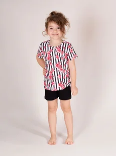 Dziewczęcy komplet bluzka krótki rękaw + spodenki kwiaty czarny Nicol,r.134 - Bluzki damskie Dziewczęcy komplet bluzka krótki rękaw + spodenki kwiaty czarny Nicol,r.134 - Bluzki damskie - miniaturka - grafika 1