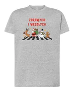 Koszulki i topy damskie - Koszulka Świąteczna Mikołaj Parodia The Beatles Szary melanż M - miniaturka - grafika 1