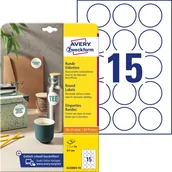 Etykiety do drukarek - Avery Zweckform Etykiety papierowe 51mm okrągłe ZWECKFORM usuwalne białe 10 ark 150 etykiet /6225REV-10/ ZW699 - miniaturka - grafika 1