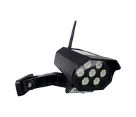 Lampy ogrodowe - LED Atrapa kamery solarnej z czujnikiem LED/3,7V IP44 czarna + pilot - miniaturka - grafika 1