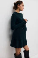 Sukienki - H & M - MAMA Dzianinowa sukienka z rozszerzanym dołem - Turkusowy - H&M - miniaturka - grafika 1