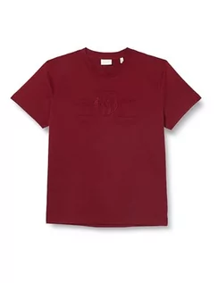 Koszulki męskie - GANT Męski T-Shirt Reg Tonal Shield SS, Plumped Red, S - grafika 1