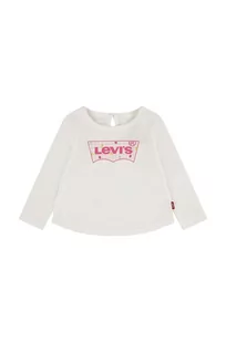 Levi's longsleeve bawełniany niemowlęcy LVG CURVED HEM LS TEE kolor beżowy - Bluzki dla dziewczynek - miniaturka - grafika 1