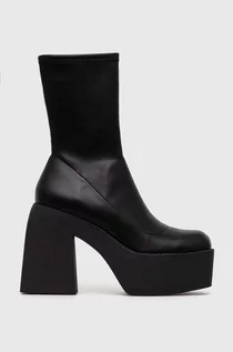 Botki damskie - Steve Madden botki Tekno damskie kolor czarny na słupku SM11002608 - grafika 1