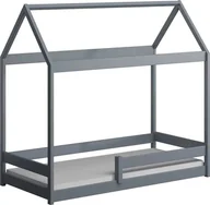 Łóżka dla dzieci i młodzieży - Elior Szare łóżko domek parterowe z materacem i stelażem - Rara 180x80 cm - miniaturka - grafika 1