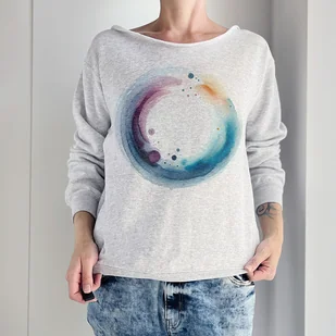 Okrąg akwarele Szara bluza cięta - Bluzy damskie - miniaturka - grafika 1