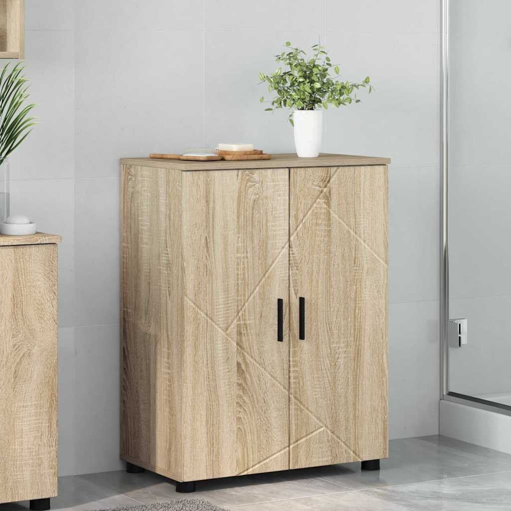 vidaXL Szafka Łazienkowa z półką z drzwiami dąb sonoma 60 x 35 x 80 cm