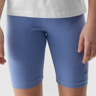 Legginsy - Legginsy Dziewczęce Kolarki 4F dzianinowe niebieskie 4FJWSS24TTIGF129 Niebieski 122/128 - miniaturka - grafika 1