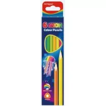 KEYROAD Kredki ołówkowe , trójkątne, neonowe, 6szt., mix kolorów - Przybory szkolne - miniaturka - grafika 1