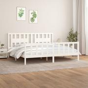 Łóżka - Rama łóżka z wezgłowiem, biała, lite drewno sosnowe, 180x200 cm Lumarko! - miniaturka - grafika 1