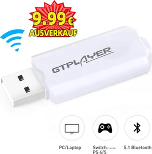 GTPLAYER Adapter Bluetooth USB Nadajnik V5.0 Bezprzewodowy klucz sprzętowy do komputera PC Laptop Komputer Łączy Audio Krzesło do gier Głośnik Bluetooth Słuchawki Obsługuje wszystkie systemy Windows XP / Vista / 7/8 / Win10 - Adaptery bluetooth - miniaturka - grafika 1