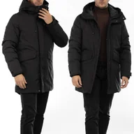 Kurtki męskie - Kurtka Męska Parka Zimowa Modna Czarna AB6822V Czarny XXL - miniaturka - grafika 1