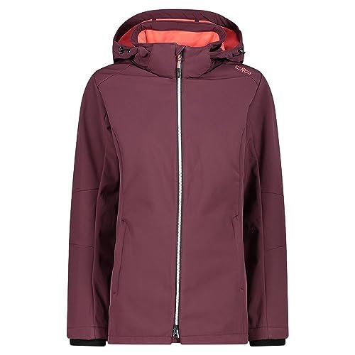 CMP damska kurtka Softshell z odpinanym kapturem, Burgundy, 54