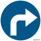 Systemy ekspozycyjne i znaki informacyjne - SA021 NAKAZ JAZDY W PRAWO (SKRĘCANIE ZA ZNAKIEM), FN - FOLIA SAMOPRZYLEPNA; (300X300MM) - miniaturka - grafika 1