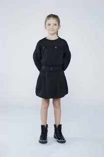 Sukienki i spódniczki dla dziewczynek - Karl Lagerfeld sukienka dziecięca kolor czarny mini rozkloszowana - grafika 1